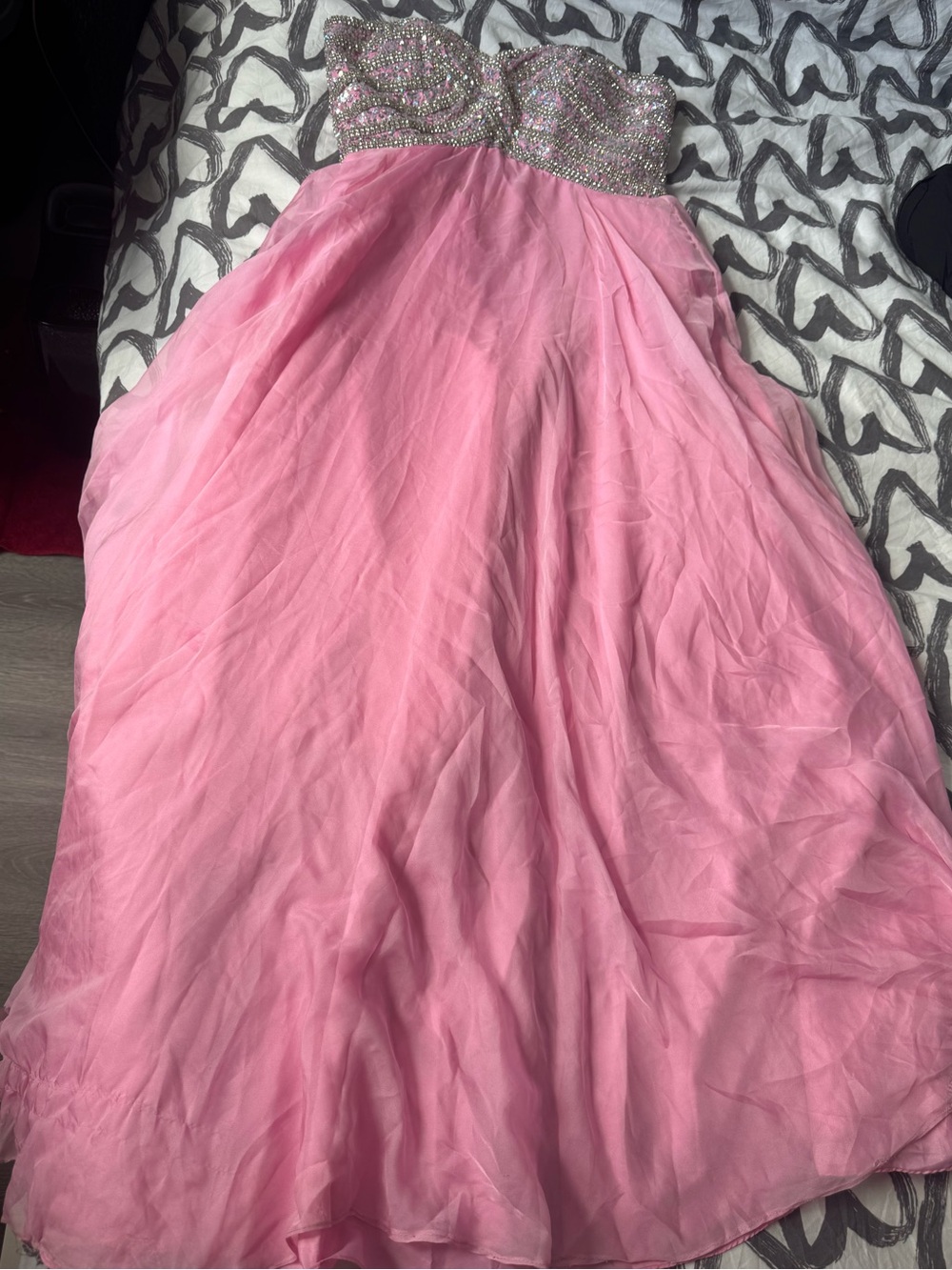 Strapless Pink A-Line Prom Skirt with Beaded Waist